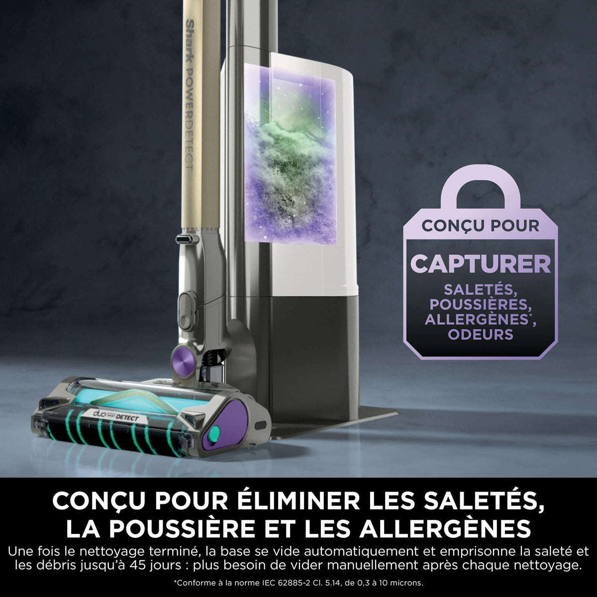 Aspirateur sans fil Shark PowerDetect Clean & Empty spécial poils d’animaux avec double batteries amovibles