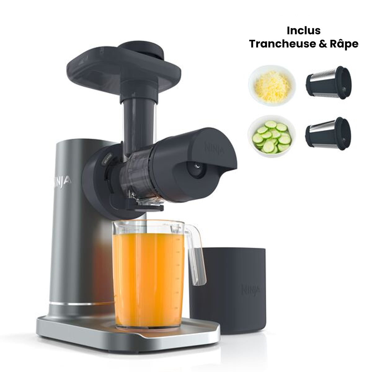 Extracteur de Jus à froid, Râpe & Trancheuse 3-en-1 Ninja NeverClog
