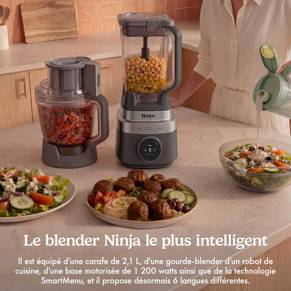 Robot multifonction 3-en-1 Ninja CrushBOSS - Blender, robot culinaire & blender-gourde - Onyx