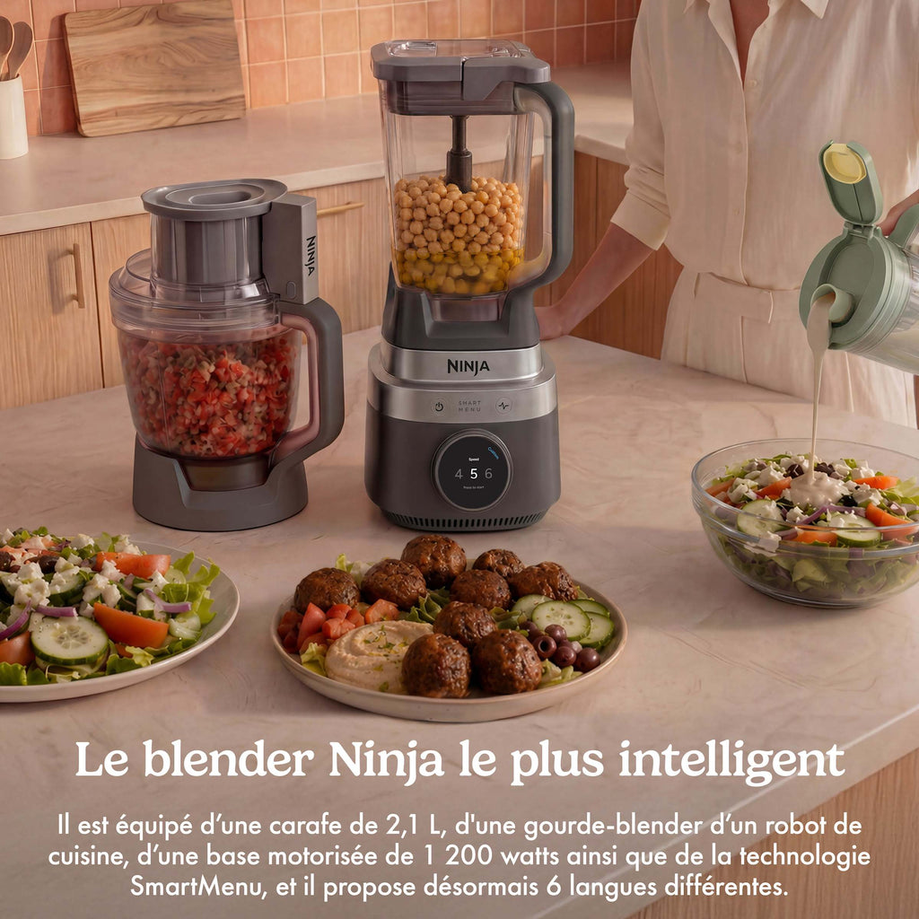 Robot multifonction 3-en-1 Ninja CrushBOSS - Blender, robot culinaire & blender-gourde - Onyx