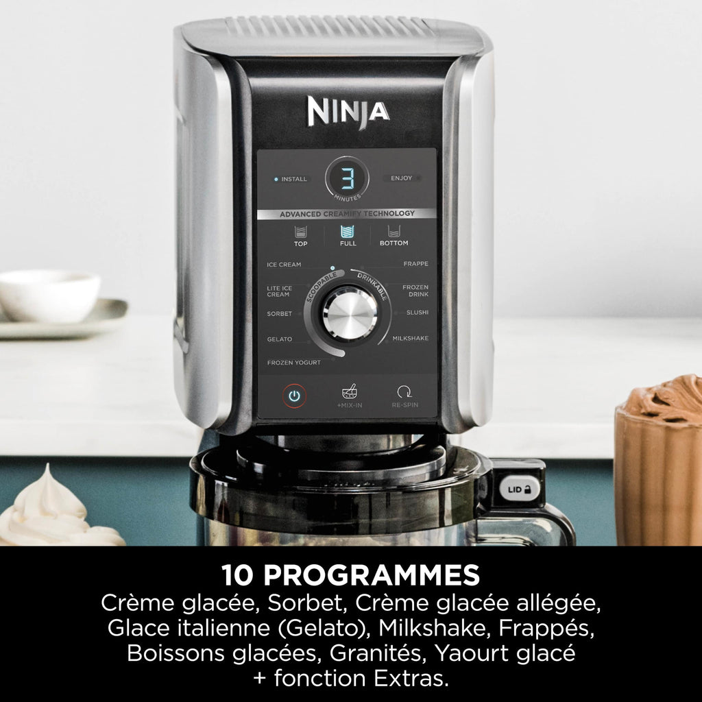 Machine à glace Ninja CREAMi Deluxe 10-en-1 – Glaces, sorbets et gelato maison