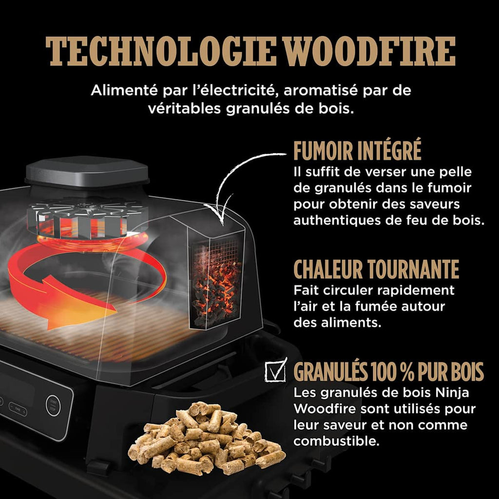 Pack barbecue électrique & Fumoir Ninja Woodfire avec chariot et housse