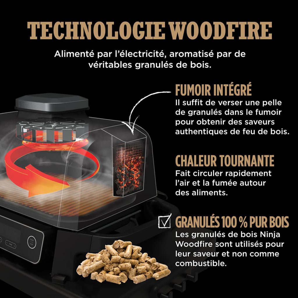 Pack barbecue électrique & Fumoir Ninja Woodfire avec chariot et housse