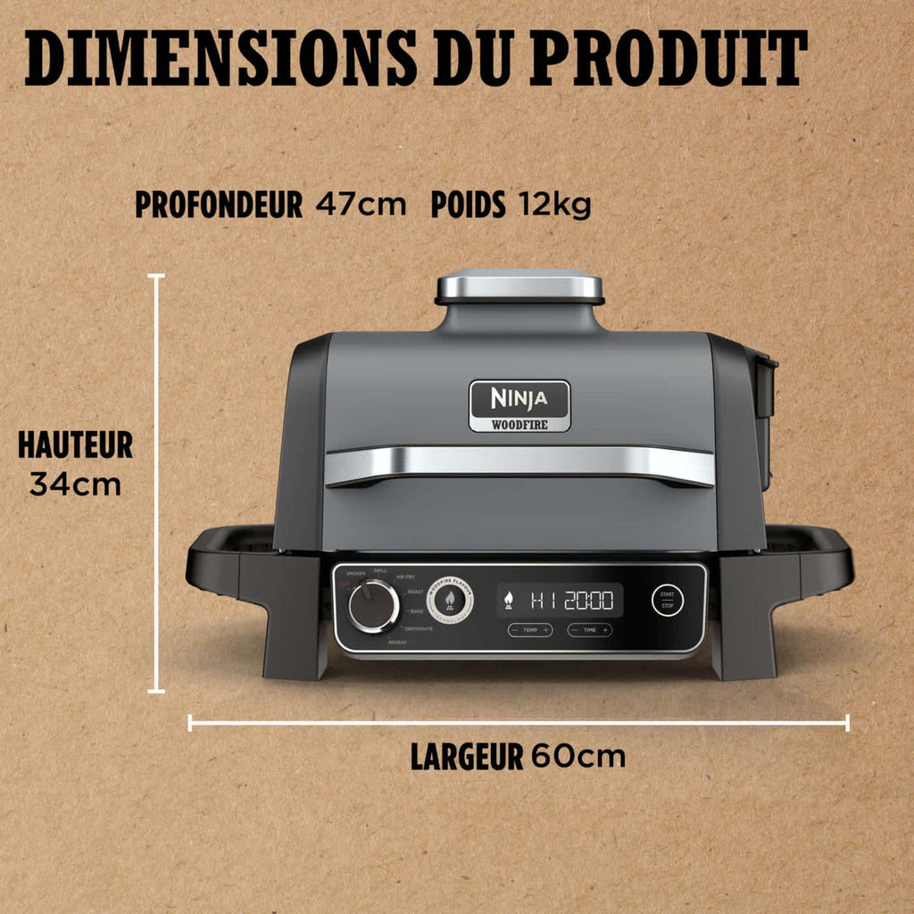 Barbecue électrique et fumoir Ninja Woodfire avec fumage naturel OG701EU