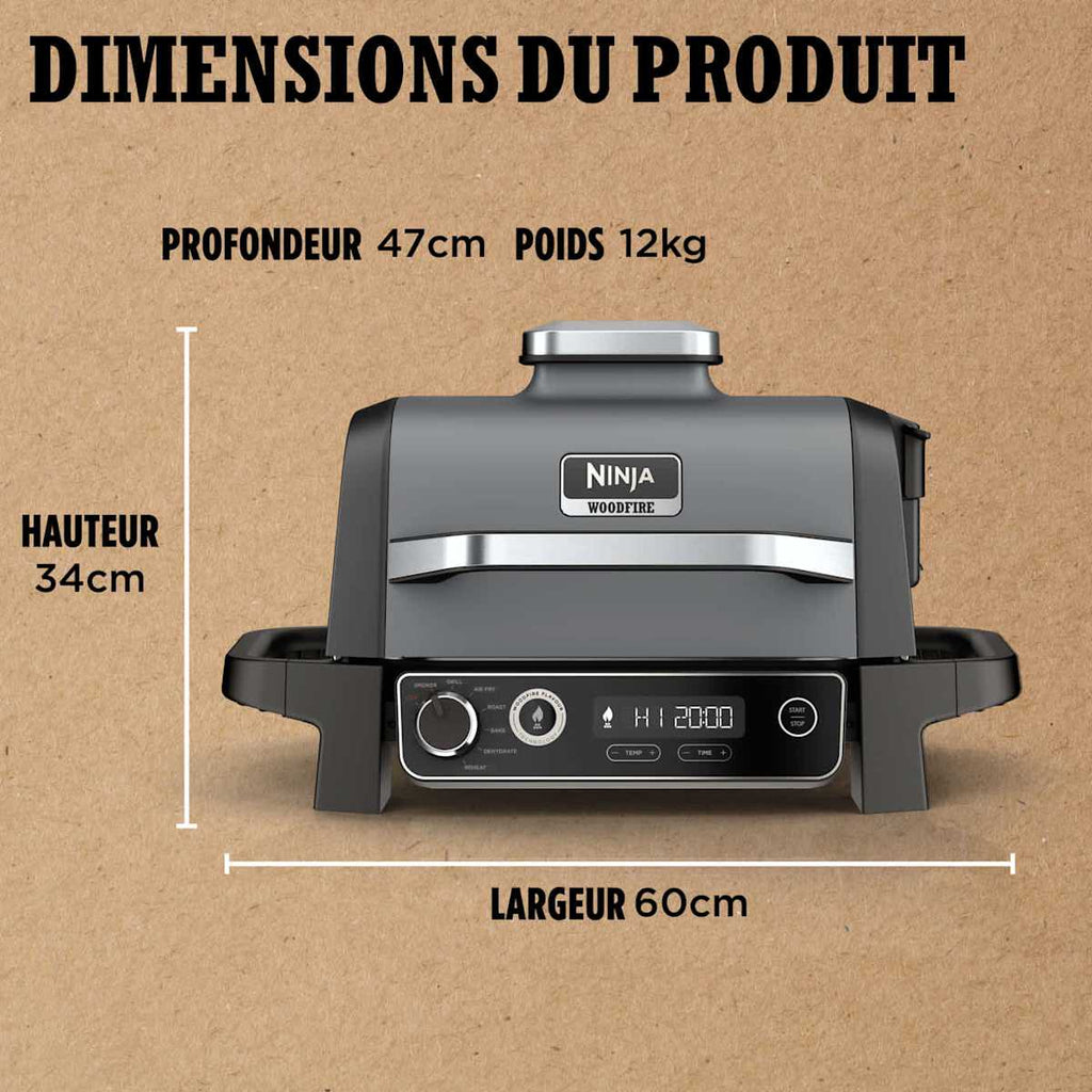Barbecue électrique et fumoir Ninja Woodfire avec fumage naturel OG701EU