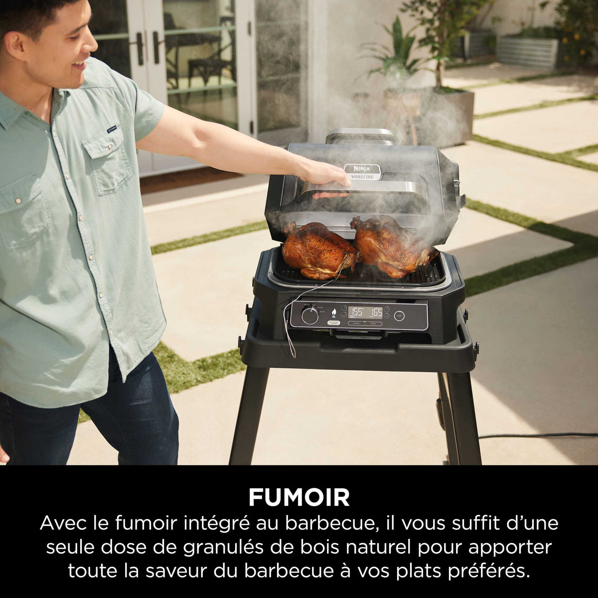 Barbecue électrique et fumoir Ninja Woodfire Pro XL avec thermosonde Smart Cook OG850EU