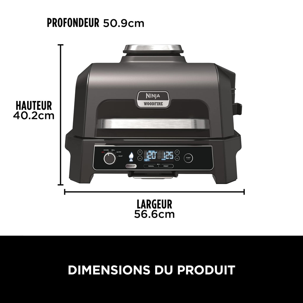Barbecue électrique et fumoir Ninja Woodfire Pro XL avec thermosonde Smart Cook OG850EU