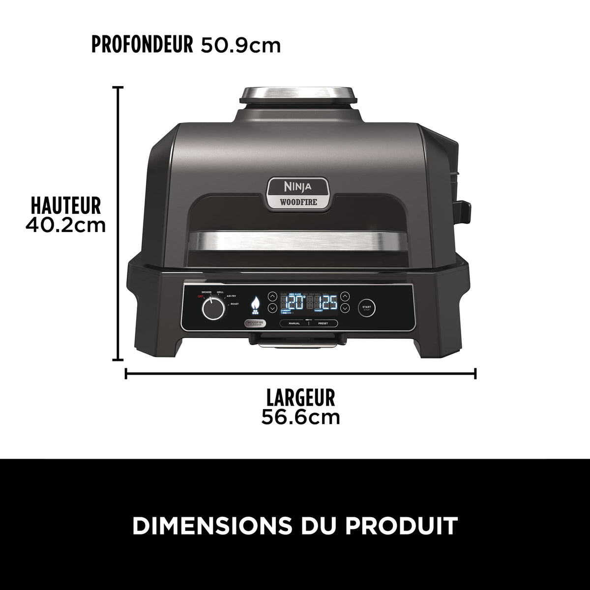 Barbecue électrique et fumoir Ninja Woodfire Pro XL avec thermosonde Smart Cook OG850EU