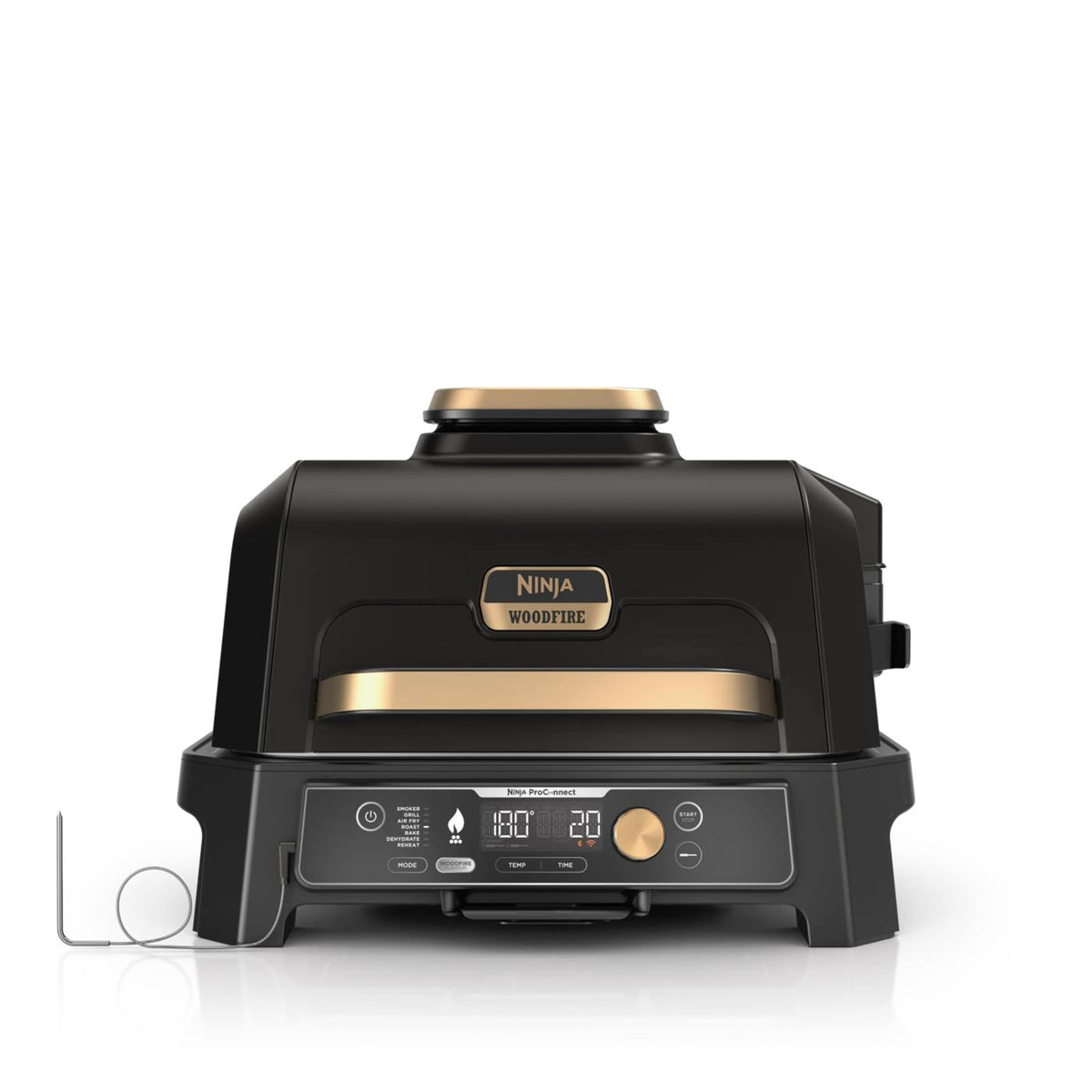 Barbecue électrique et fumoir Ninja Woodfire Pro Connect XL avec housse - Noir et Or