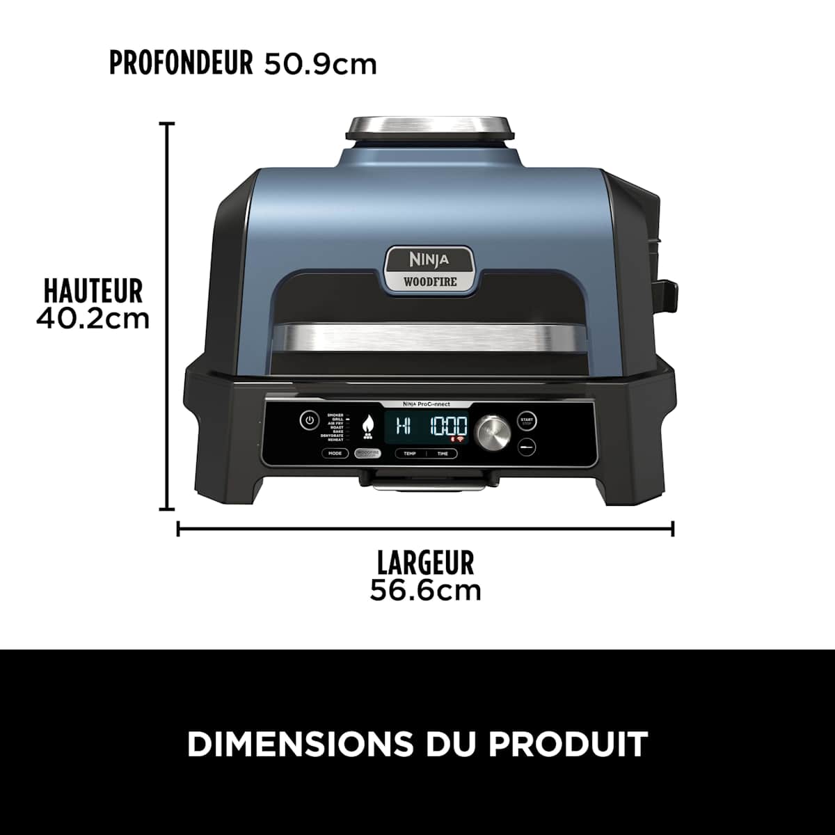 Barbecue électrique et fumoir Ninja Woodfire Pro Connect XL avec app OG901EU