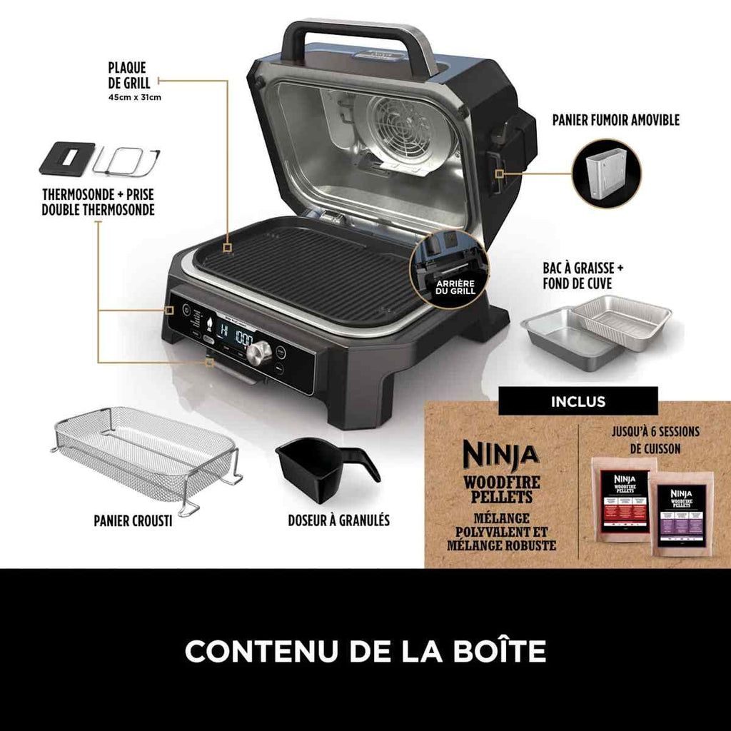 Barbecue électrique et fumoir Ninja Woodfire Pro Connect XL avec app OG901EU