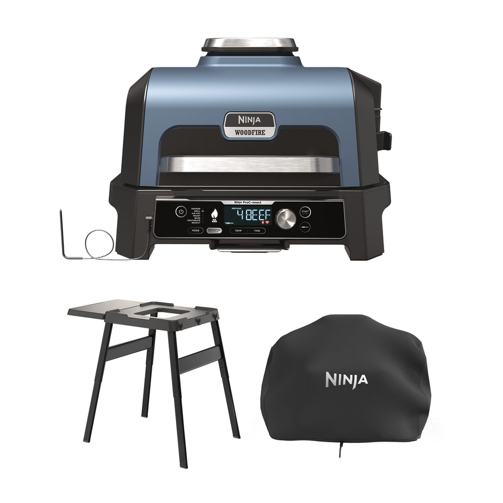 Pack Barbecue électrique et fumoir Ninja Woodfire Pro Connect XL avec support et housse