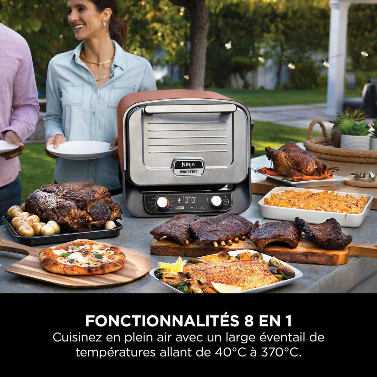 Four d'extérieur Ninja Woodfire 8-en-1 – Pizza, Grillades, Fumage et Air Fry OO101EU