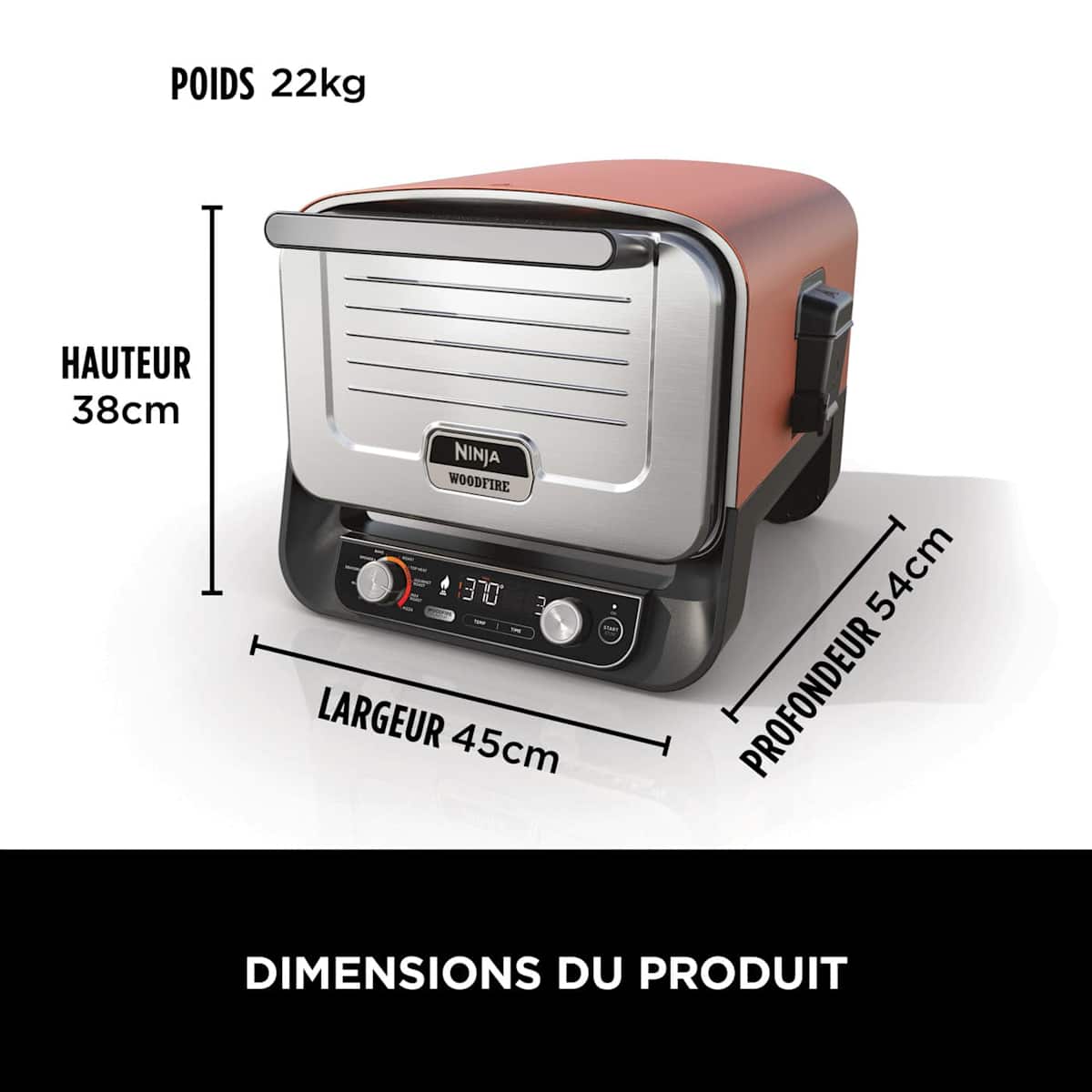 Four d'extérieur Ninja Woodfire 8-en-1 – Pizza, Grillades, Fumage et Air Fry OO101EU