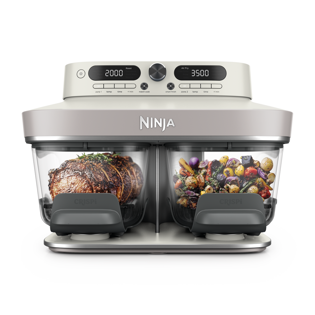 Air fryer en verre avec 8 modes CRISPi DualZone, Ivoire