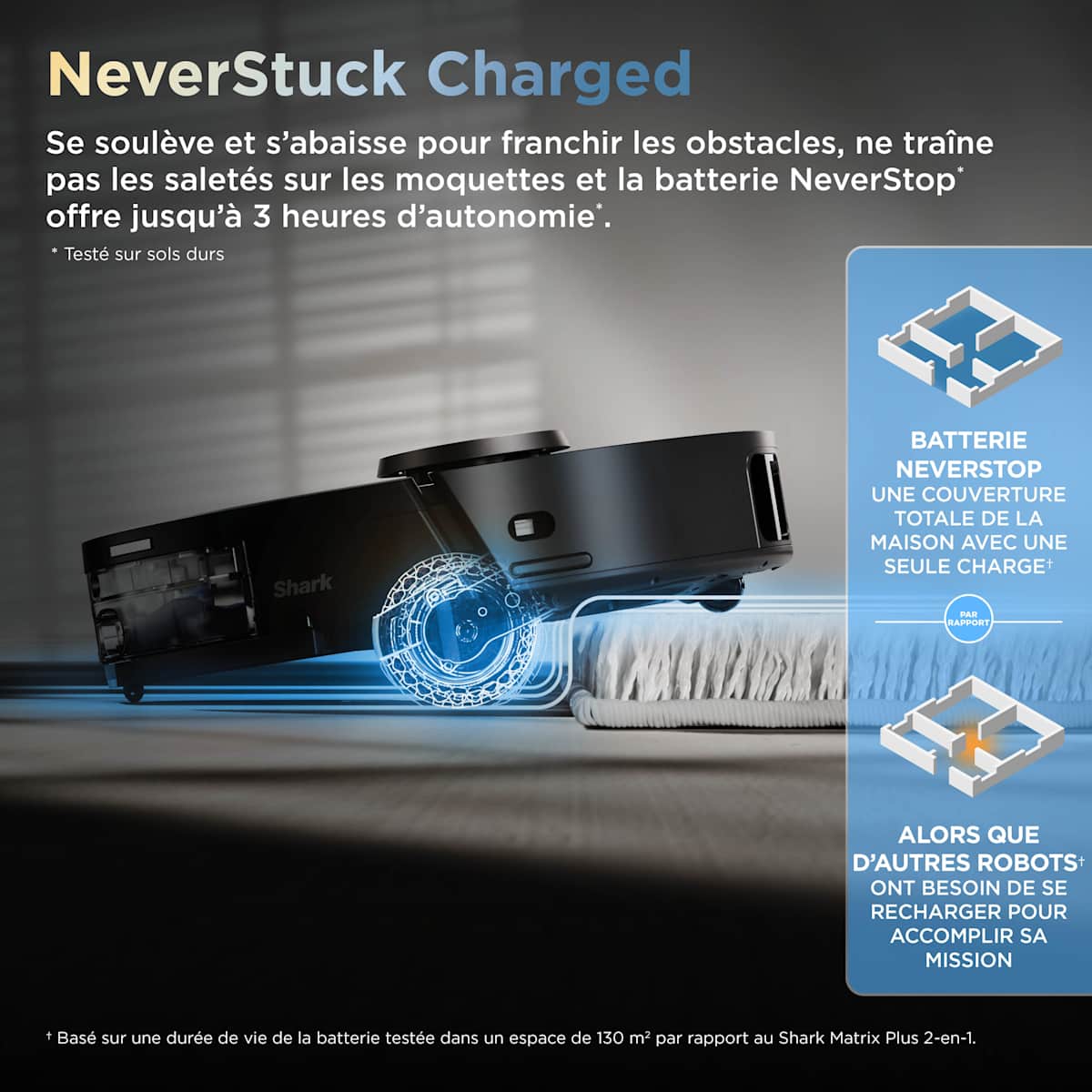 Robot aspirateur et laveur Shark ThermaCharged PowerDetect avec séchage à chaud - Noir