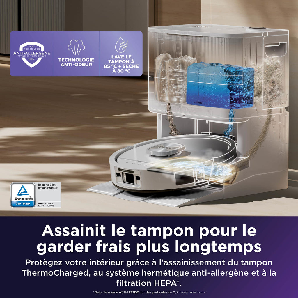 Robot aspirateur laveur 2-en-1 Shark PowerDetect UV Reveal – Blanc