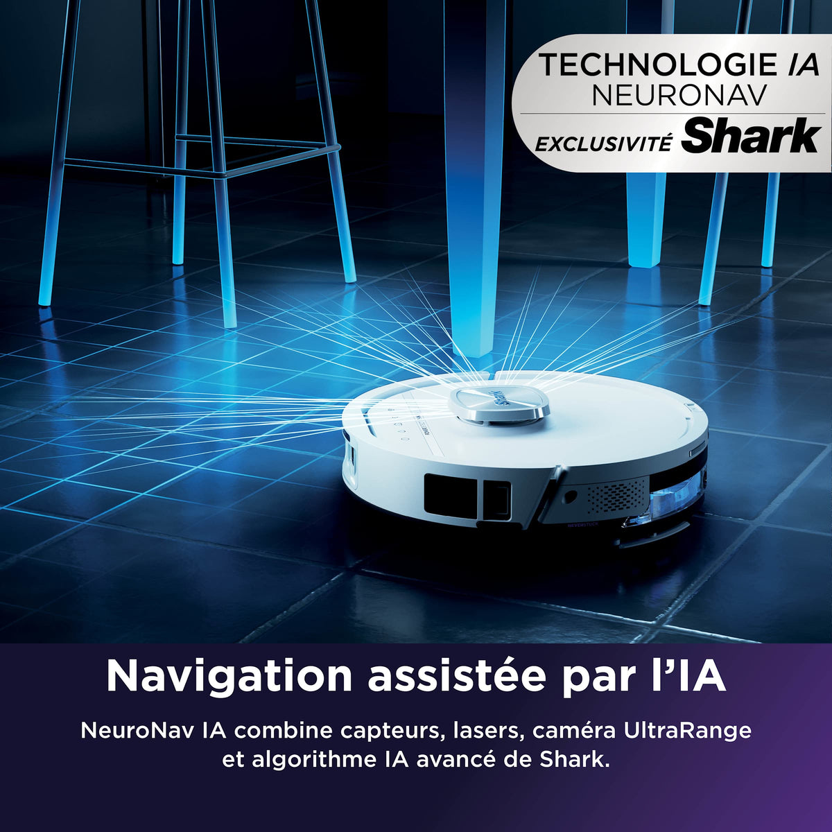 Robot aspirateur laveur 2-en-1 Shark PowerDetect UV Reveal – Blanc