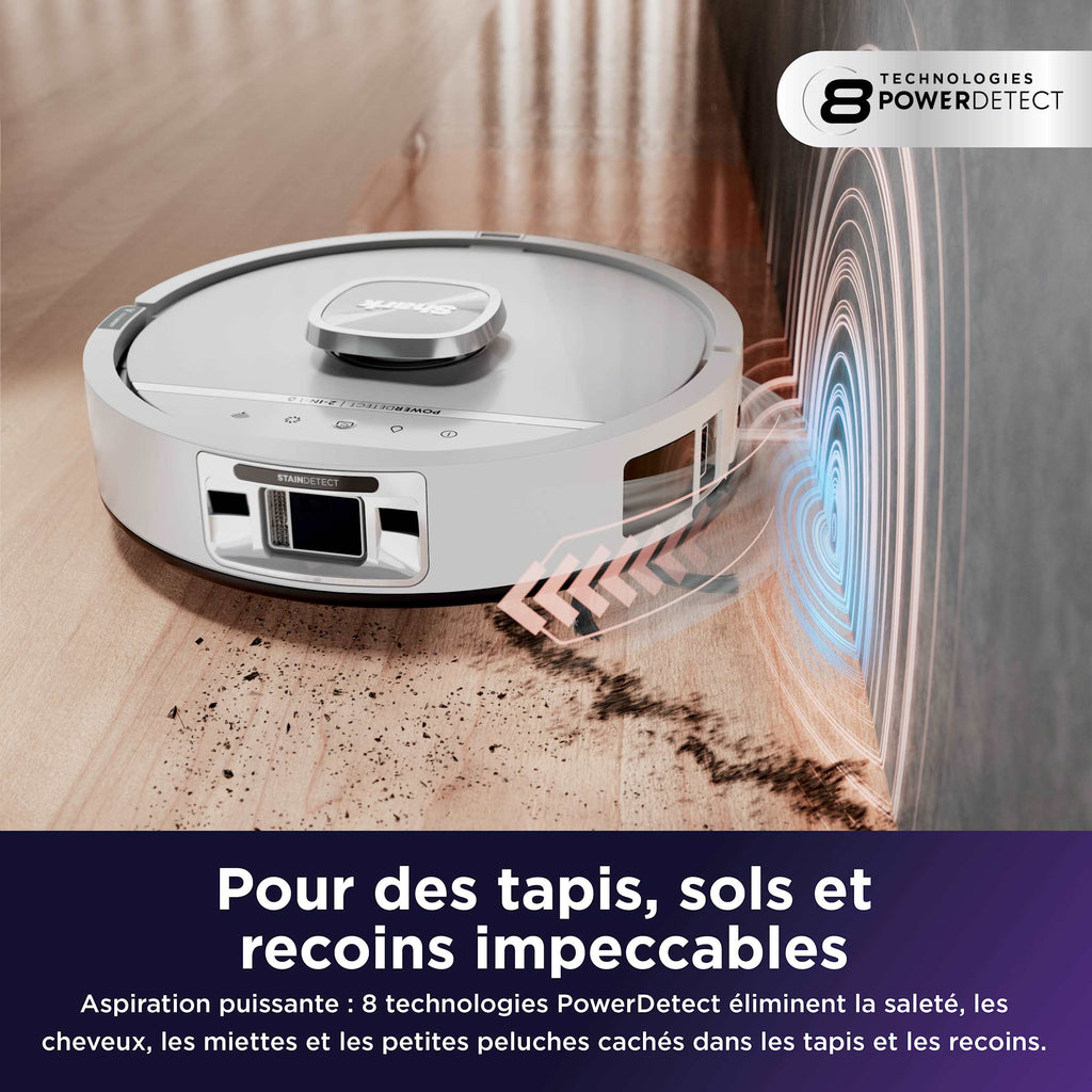 Robot aspirateur laveur 2-en-1 Shark PowerDetect UV Reveal – Blanc