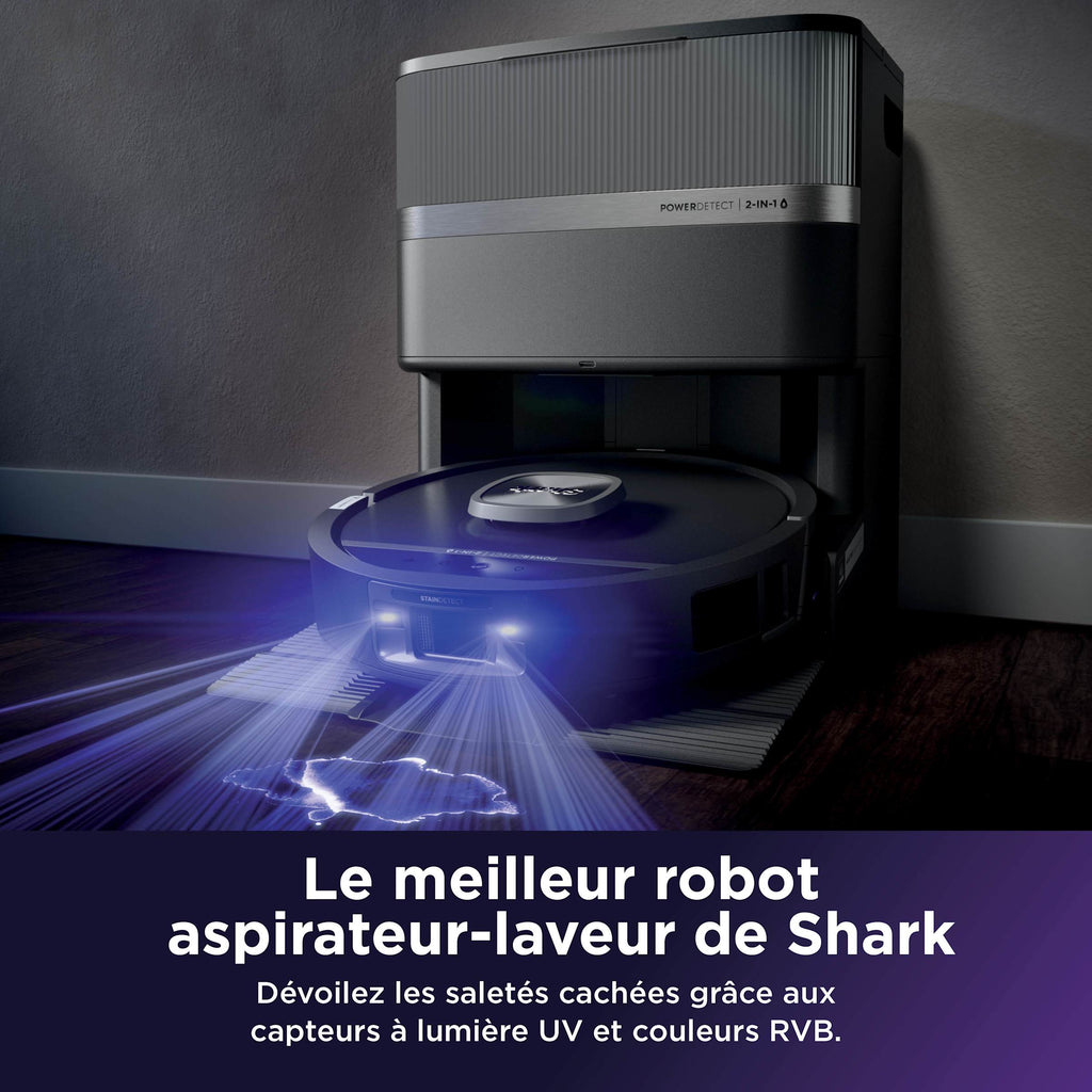 Robot aspirateur laveur 2-en-1 Shark PowerDetect UV Reveal – Noir