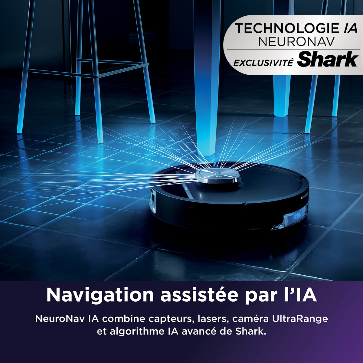 Robot aspirateur laveur 2-en-1 Shark PowerDetect UV Reveal – Noir