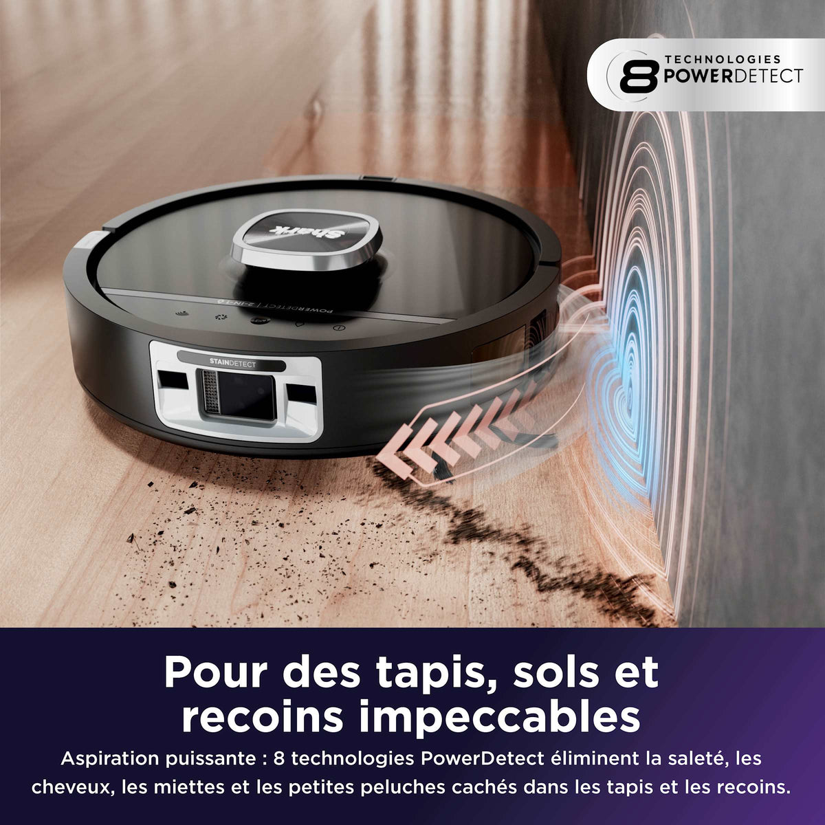 Robot aspirateur laveur 2-en-1 Shark PowerDetect UV Reveal – Noir
