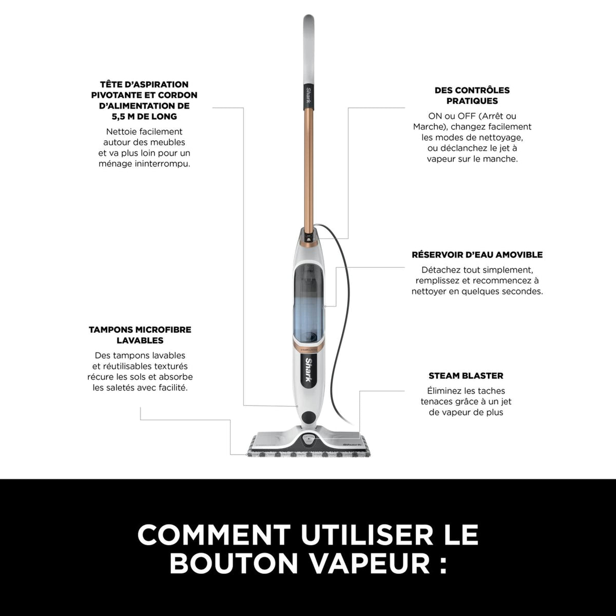 Balai vapeur Shark SteamSpot