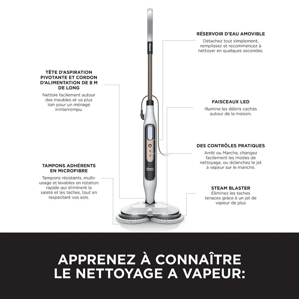 Balai nettoyeur automatique Shark avec jet de vapeur et rouleau auto-nettoyant