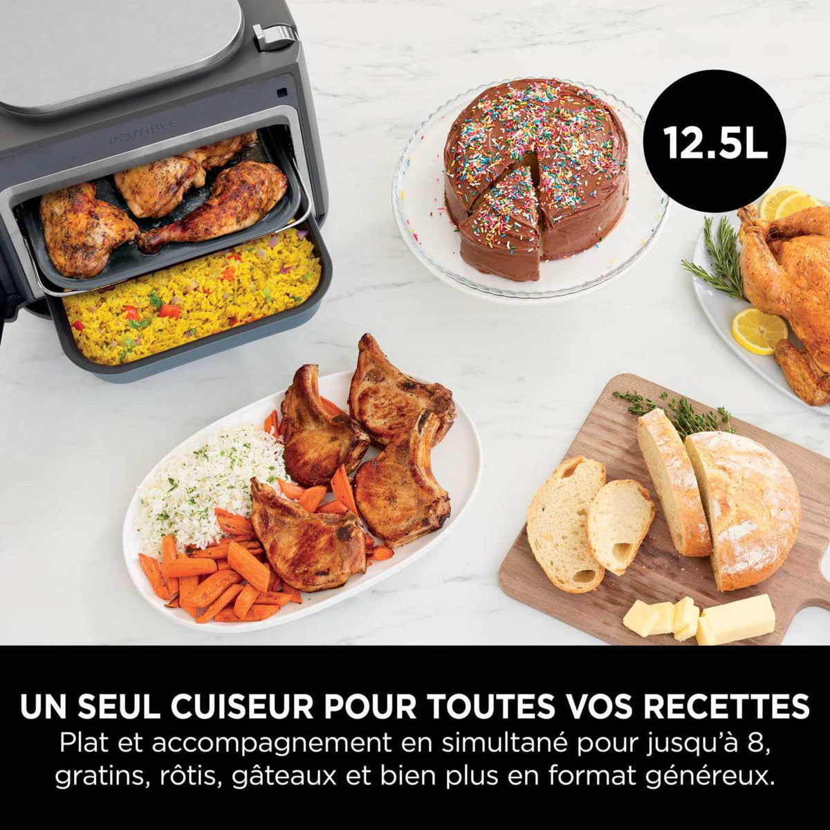 Pack Ninja Combi Multicuiseur, four et air fryer 12-en-1 avec casserole antiadhésive