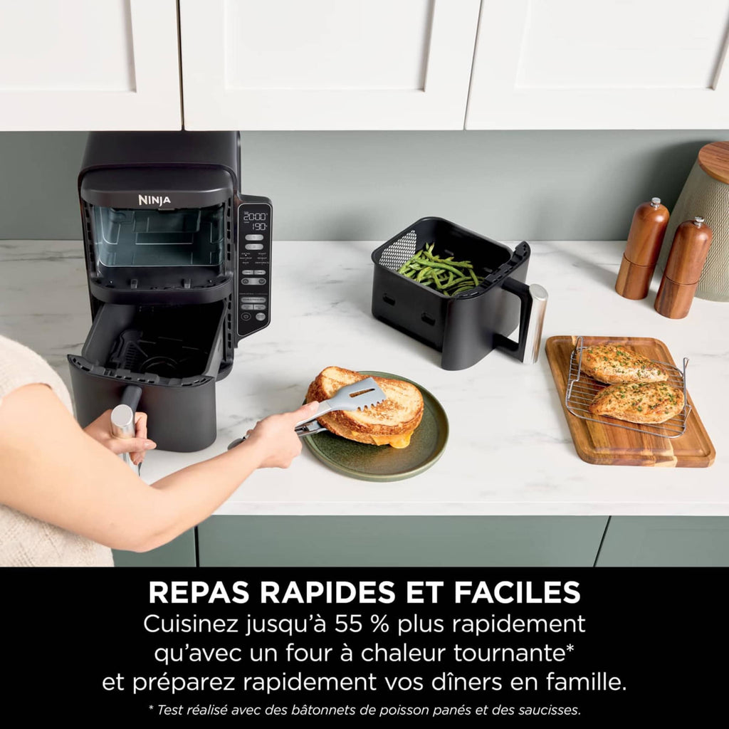 Air Fryer Ninja DoubleStack, verticale, 7.6L, 6-en-1, Noir