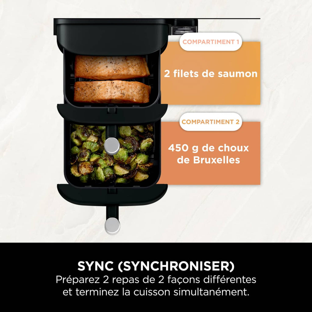 Air Fryer Ninja DoubleStack, verticale, 7.6L, 6-en-1, Noir