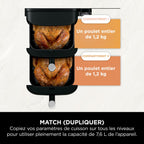 Air Fryer Ninja DoubleStack, verticale, 7.6L, 6-en-1, Noir