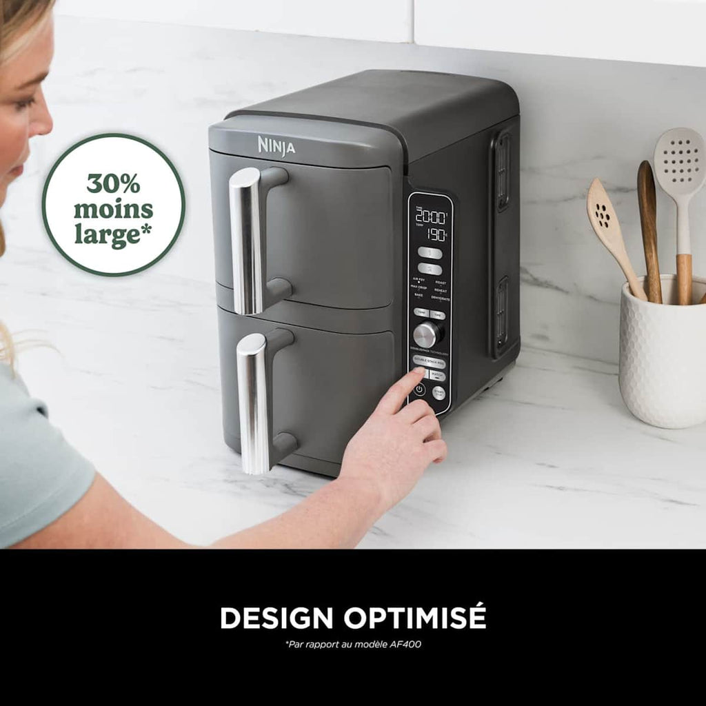 Air Fryer Ninja DoubleStack XL, verticale,  9.5L, 6-en-1, Gris