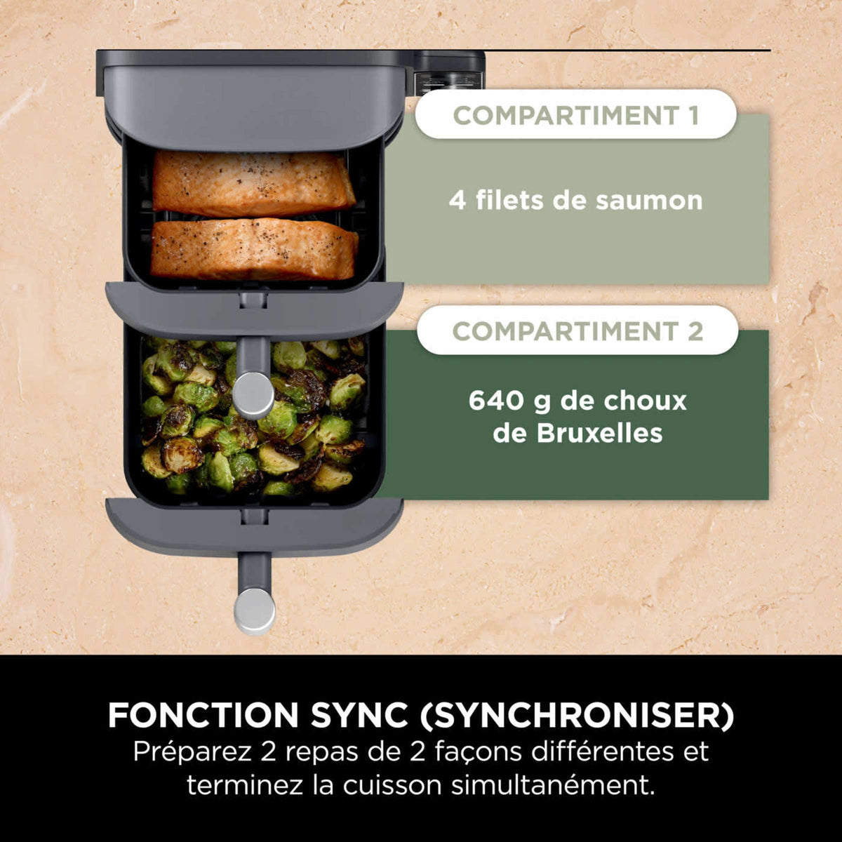 Air Fryer Ninja DoubleStack XL, verticale,  9.5L, 6-en-1, Gris
