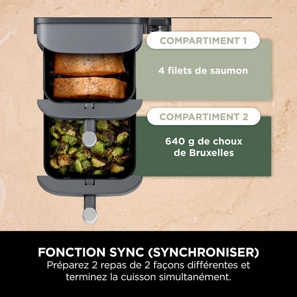 Air Fryer Ninja DoubleStack XL, verticale,  9.5L, 6-en-1, Gris