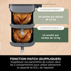 Air Fryer Ninja DoubleStack XL, verticale,  9.5L, 6-en-1, Gris