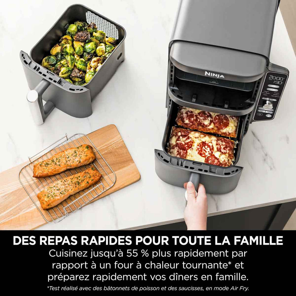 Air Fryer Ninja DoubleStack XL, verticale,  9.5L, 6-en-1, Gris