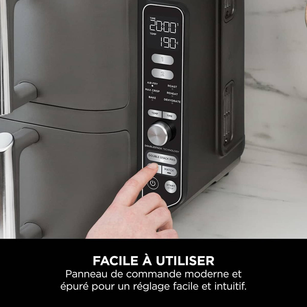 Air Fryer Ninja DoubleStack XL, verticale,  9.5L, 6-en-1, Gris