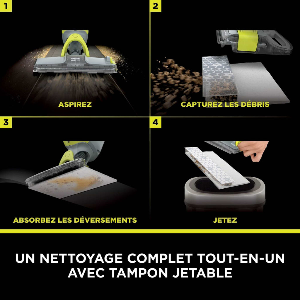 Balai laveur sans fil 2-en-1 Shark VacMop avec tampons jetables
