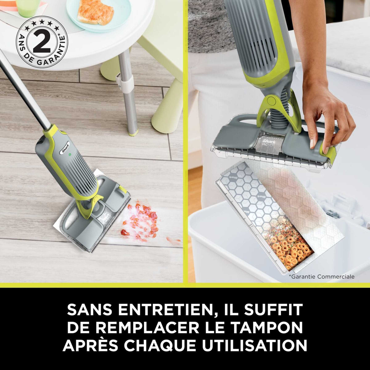 Balai laveur sans fil 2-en-1 Shark VacMop avec tampons jetables