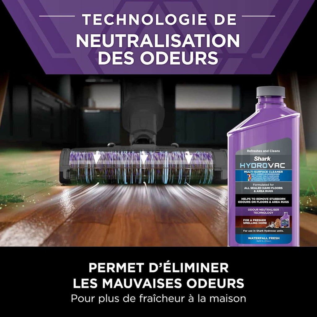 Aspirateur laveur sans fil Shark HydroVac avec 1L de produit nettoyant multi-surfaces