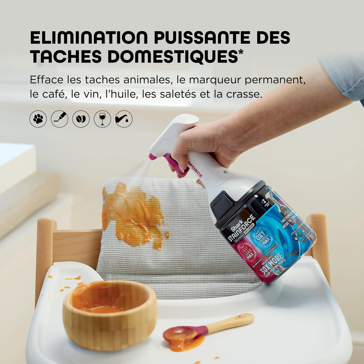 Pulvérisateur avec solution nettoyante pour détacheur StainForce